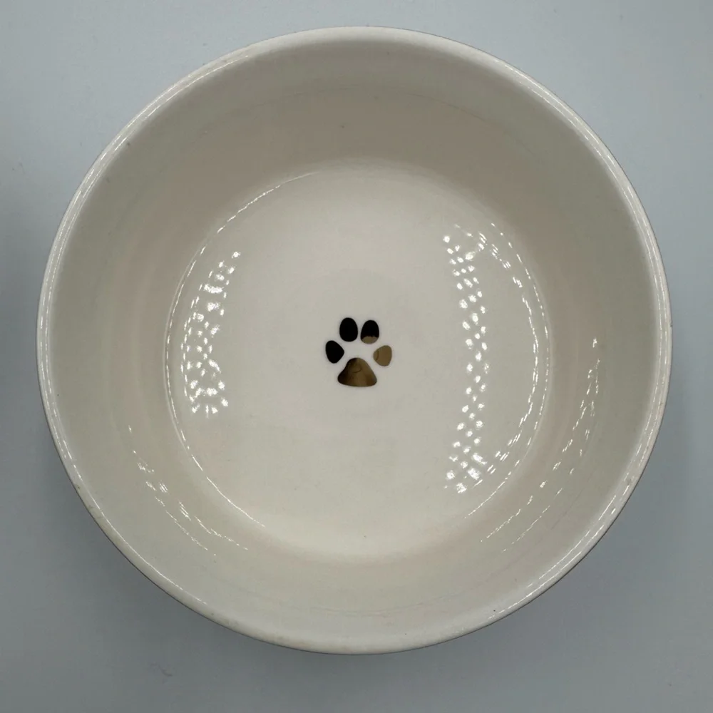 2 Fido’s Diner Pet Bowls Beautiful Gray & Gold Marble Design